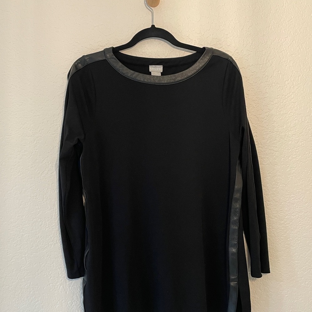 Chico's - Black Top with faux leather detail